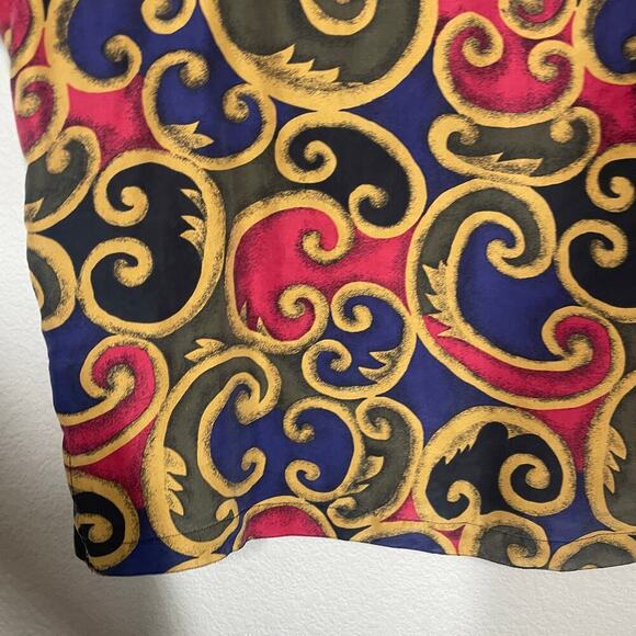 DG Studio Womens Size Large Silk Boxy Top Blouse Vintage Patterned Short Sleeves - Picture 4 of 7
